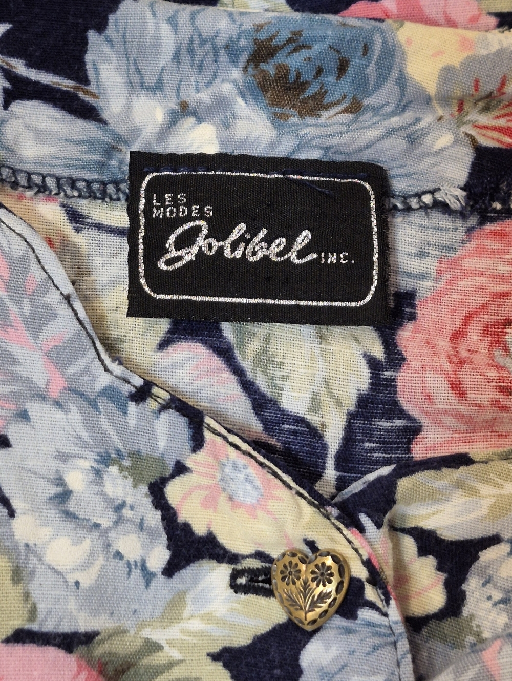 Vintage Les Modes Jolibel Floral Cottagecore Dress Romantic Prairie Tie Hearts - Picture 10 of 17